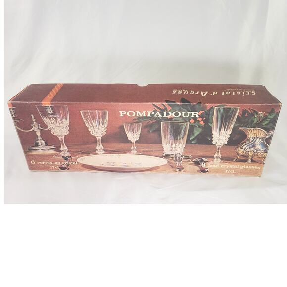 6 Cristal D'Arques Pompadour Lead Crystal Wine Glasses  6 Oz  Made in France - Picture 9 of 10